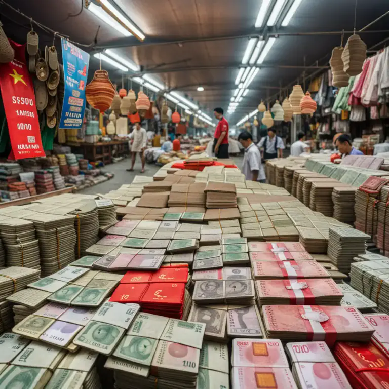 Visual representation of "cash" - A unit of exchange in several countries in Asia, including Vietnam, Cambodia, and others.