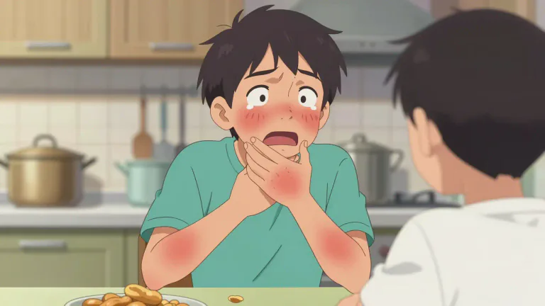 Visual representation of "allergy" - A condition in which a person's body has a strong reaction to something it does not like, which can cause itchiness, swelling, or trouble breathing.