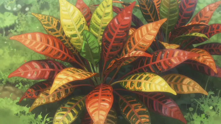 Visual representation of "croton" - A type of tropical plant known for its brightly colored leaves, often used in decorative landscaping.