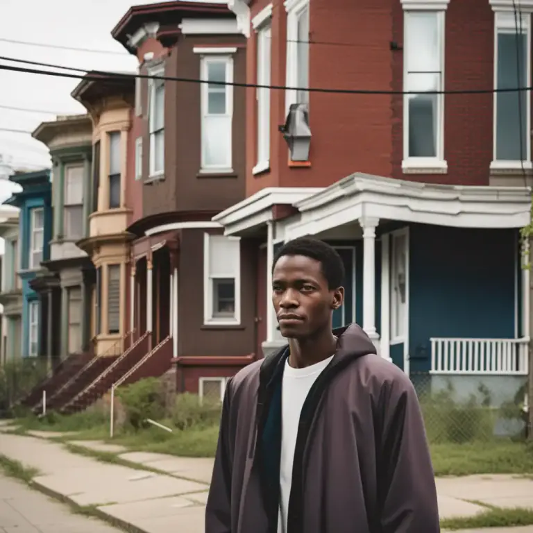 Visual representation of "from/on the wrong side of the tracks" - Coming from a poor or low social status background
