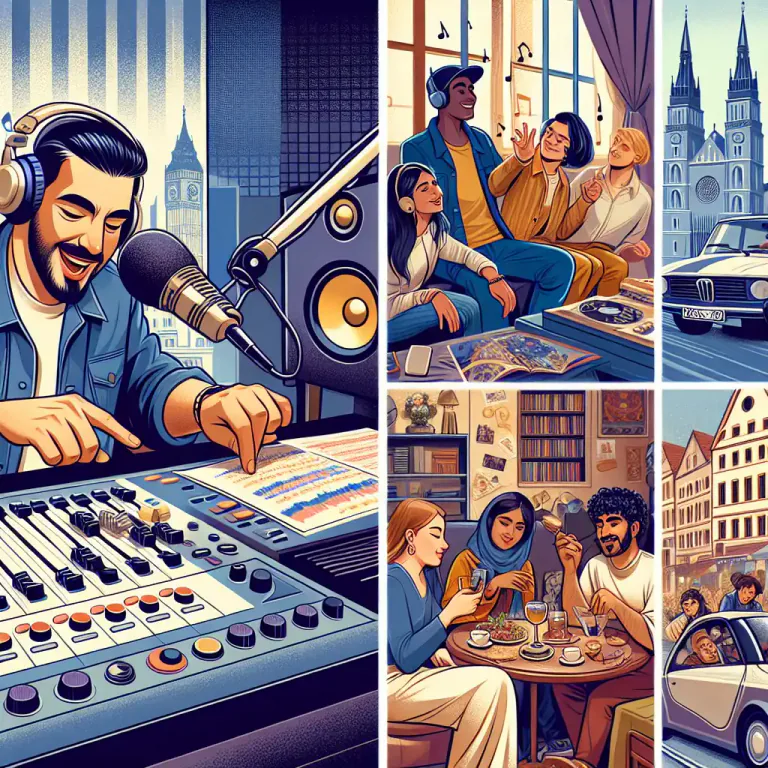 Visual representation of "airplay" - The number of times a song or music video is played on the radio or television.