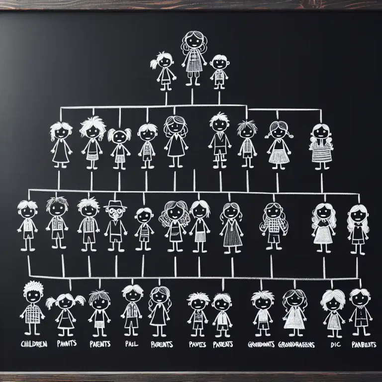 Visual representation of "tree" - A diagram or chart used to show the relationships between things