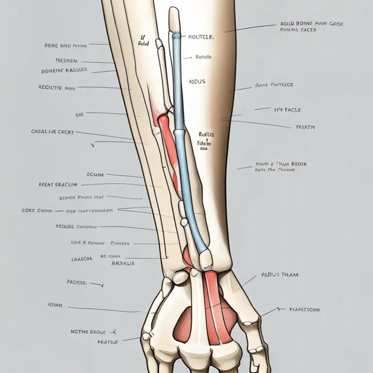 Visual representation of "radius" - The bone in the forearm nearest to the thumb