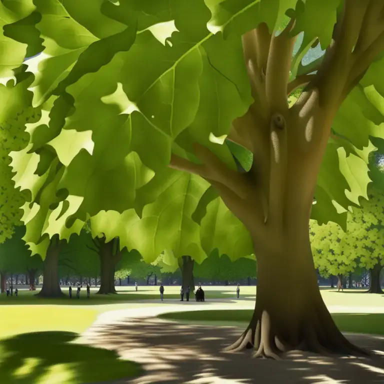 Visual representation of "plane" - A tree that has a smooth bark and broad leaves.