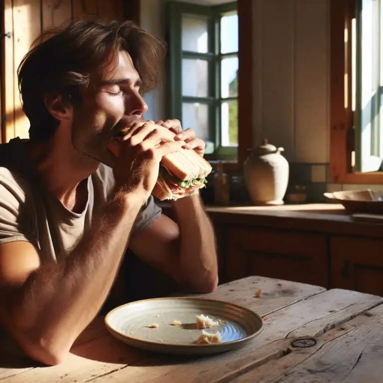 Visual representation of "inhale" - to eat or drink something quickly