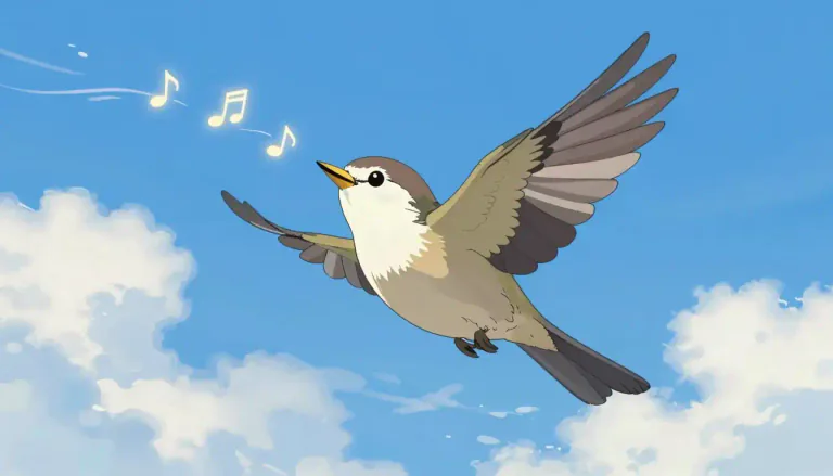 Visual representation of "skylark" - A small bird known for singing while flying high in the sky.