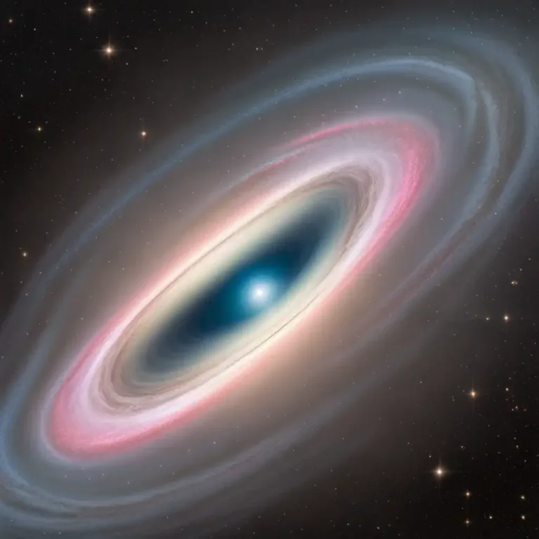 Visual representation of "sombrero" - A type of galaxy with a bright core and a large disc surrounding it.