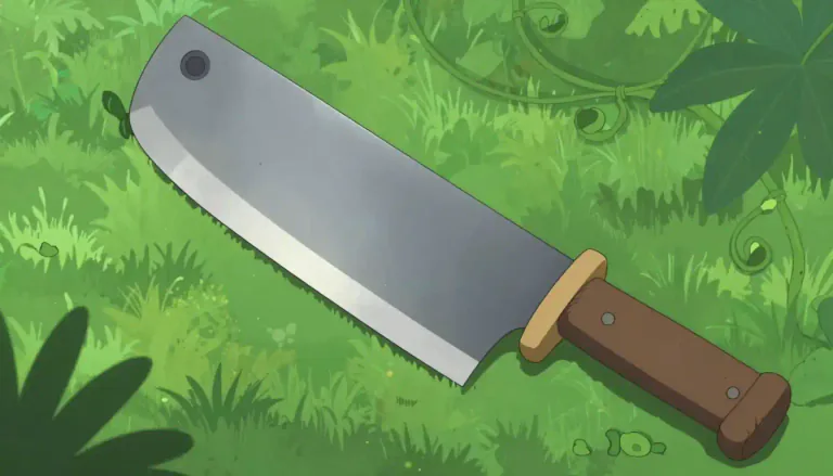 Visual representation of "machete" - A large knife with a broad blade, often used for cutting plants.