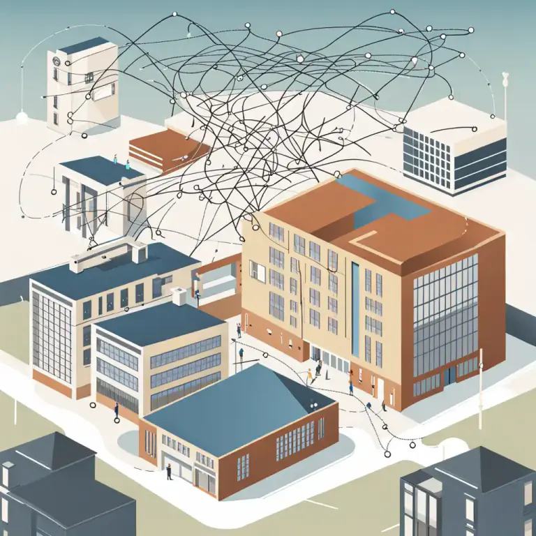Visual representation of "regional" - Of, relating to, or involving different parts of a university or educational institutions