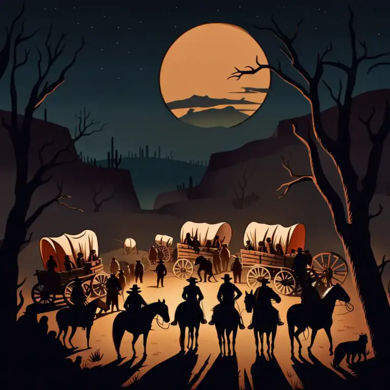 Visual representation of "circle the wagons" - In history, to form wagons in a circle for protection against attack.