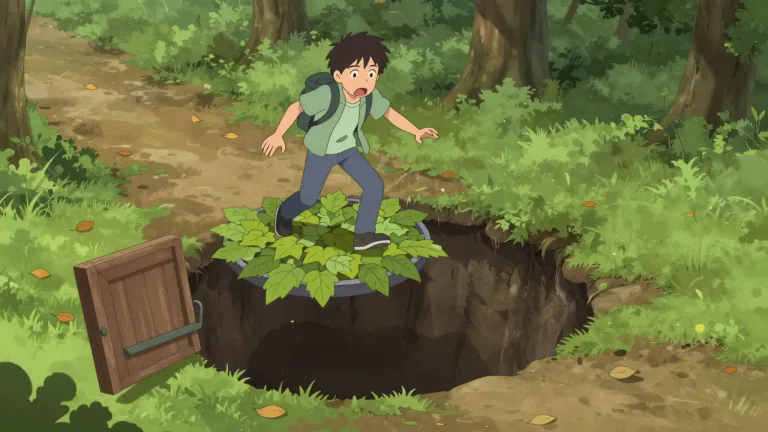 Visual representation of "pitfall" - An unforeseen difficulty or danger