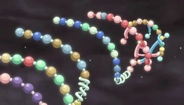 Visual representation of "polypeptide" - A polypeptide is a molecule made of a chain of amino acids linked by peptide bonds, which can combine to form proteins.