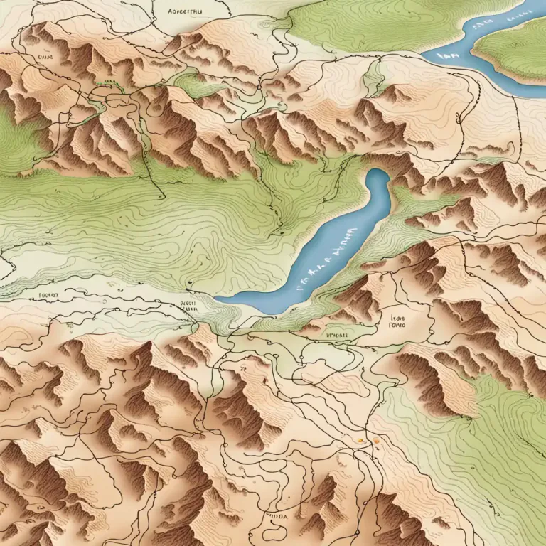 Visual representation of "contour" - A line on a map joining points of equal height, showing the shape of the land.