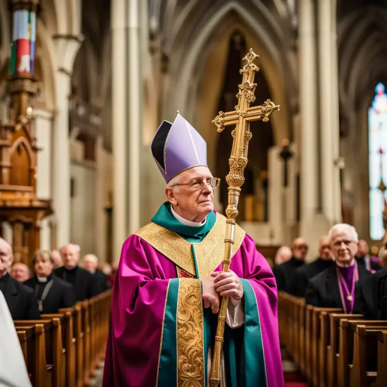 Visual representation of "staff" - A rod or stick signifying authority or office, such as a bishop's crosier.