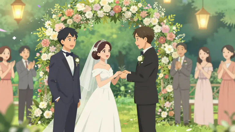 Visual representation of "nuptial" - Related to marriage or a wedding