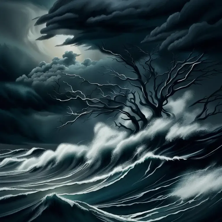 Visual representation of "fury" - A type of intense force or violence in nature, like in a storm