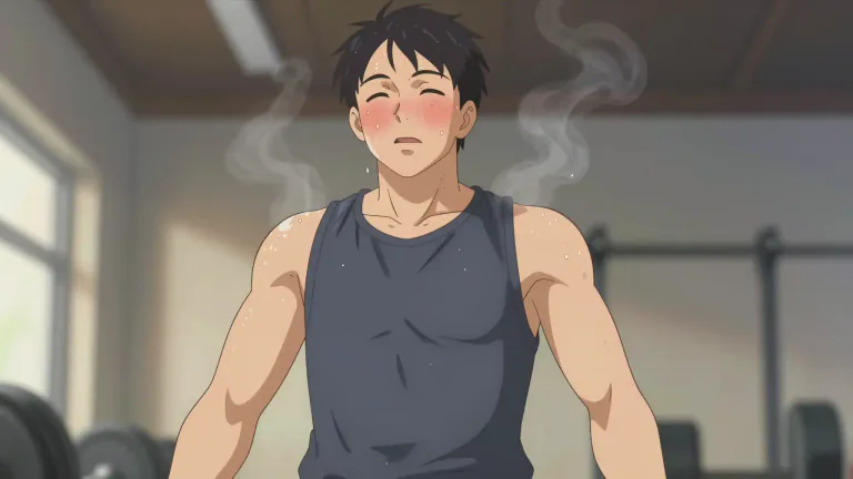 Visual representation of "humid" - Sweating or perspiring excessively.