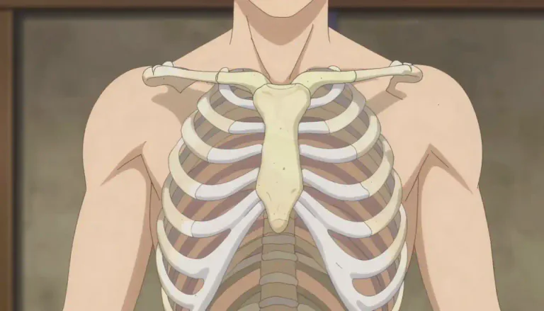 Visual representation of "sternum" - The flat bone that lies in the middle of the chest in humans and some animals.