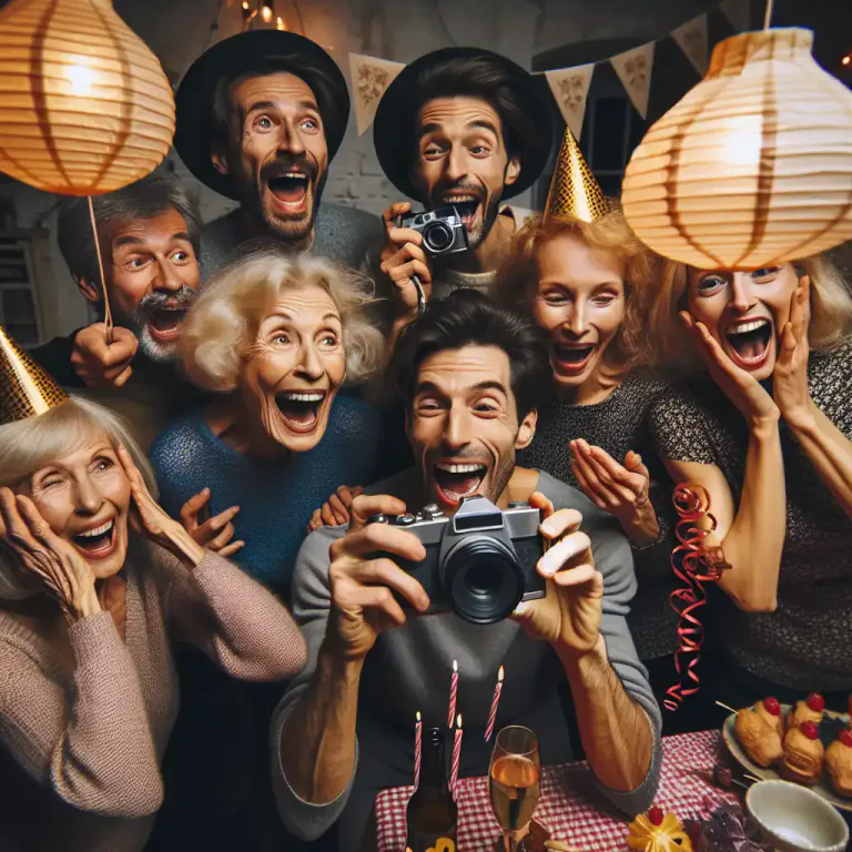 Visual representation of "mug" - To make silly faces, typically for a picture.