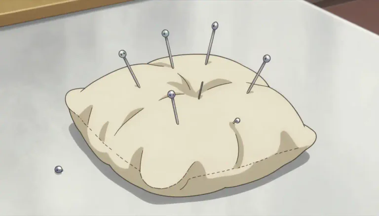 Visual representation of "pincushion" - A small cushion into which pins are inserted for ease of use and for safekeeping.