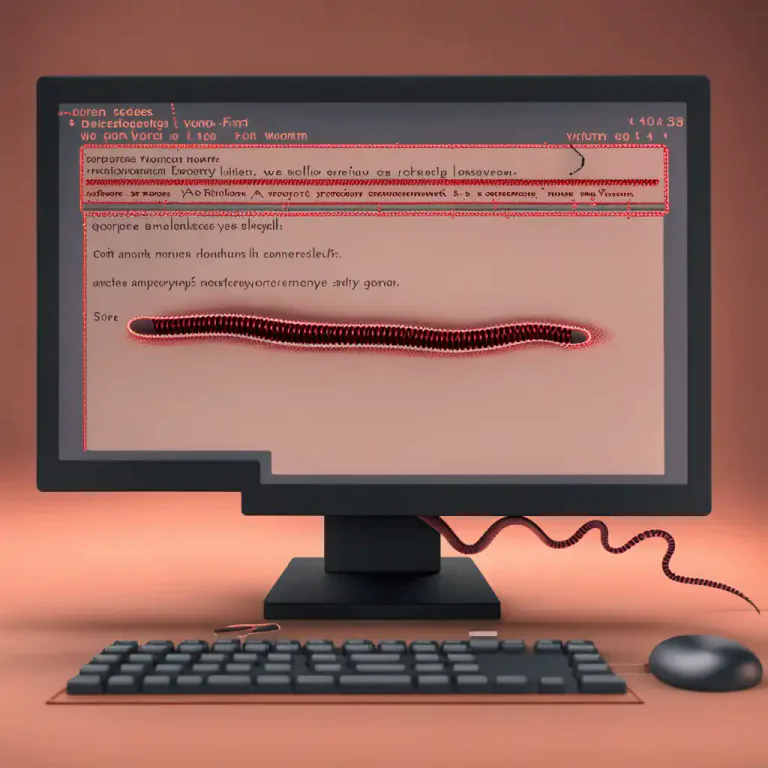 Visual representation of "worm" - Harmful software that can spread itself over a network, usually causing damage