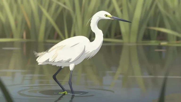 Visual representation of "egret" - A type of bird with long legs, neck, and usually white feathers.