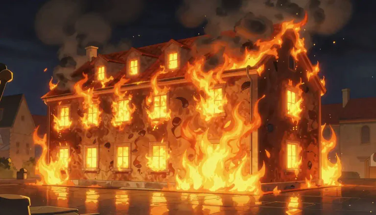 Visual representation of "aflame" - Burning strongly with a lot of flames