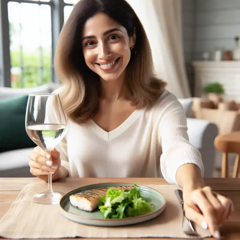Visual representation of "temperately" - In a manner showing self-restraint in eating and drinking alcohol