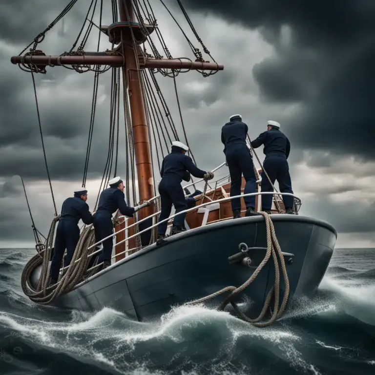 Visual representation of "all hands on deck" - Every member of a crew, especially a naval crew, must go on deck.