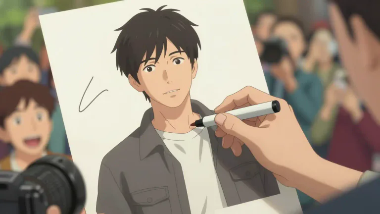 Visual representation of "autograph" - To write one's own signature on something.