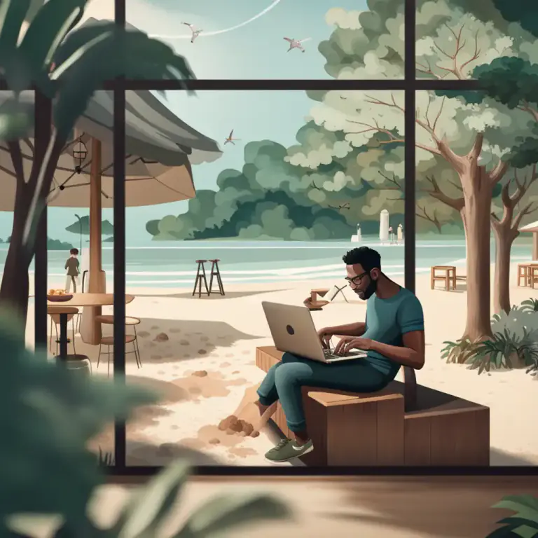 Visual representation of "nomadic" - Living a life that involves moving frequently, often for work or lifestyle choices