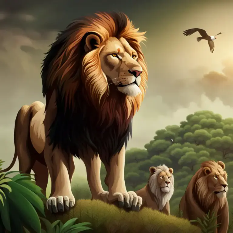 Visual representation of "king" - A male animal superior in rank or size in a group