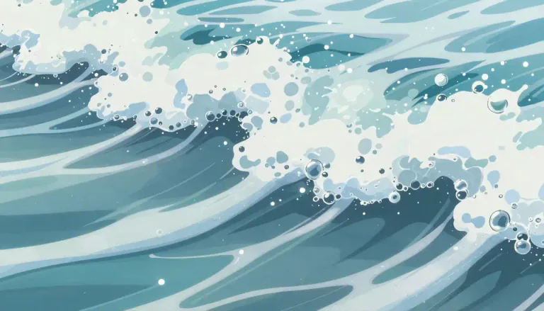 Visual representation of "frothy" - Covered with or resembling small bubbles