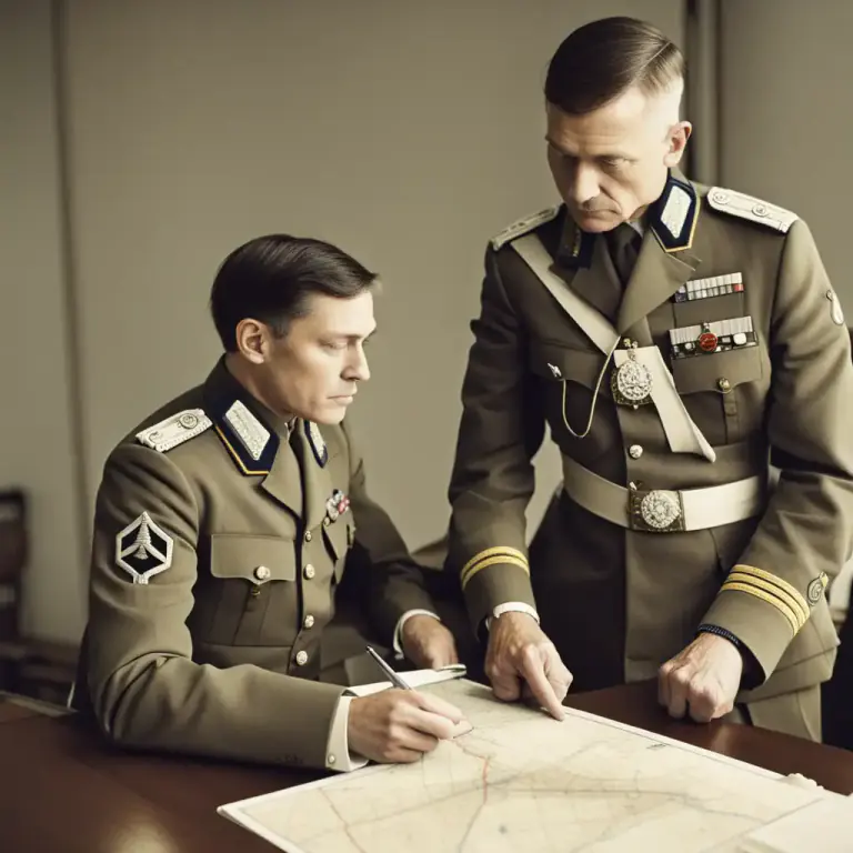 Visual representation of "aide" - An officer in the army who assists a more senior officer