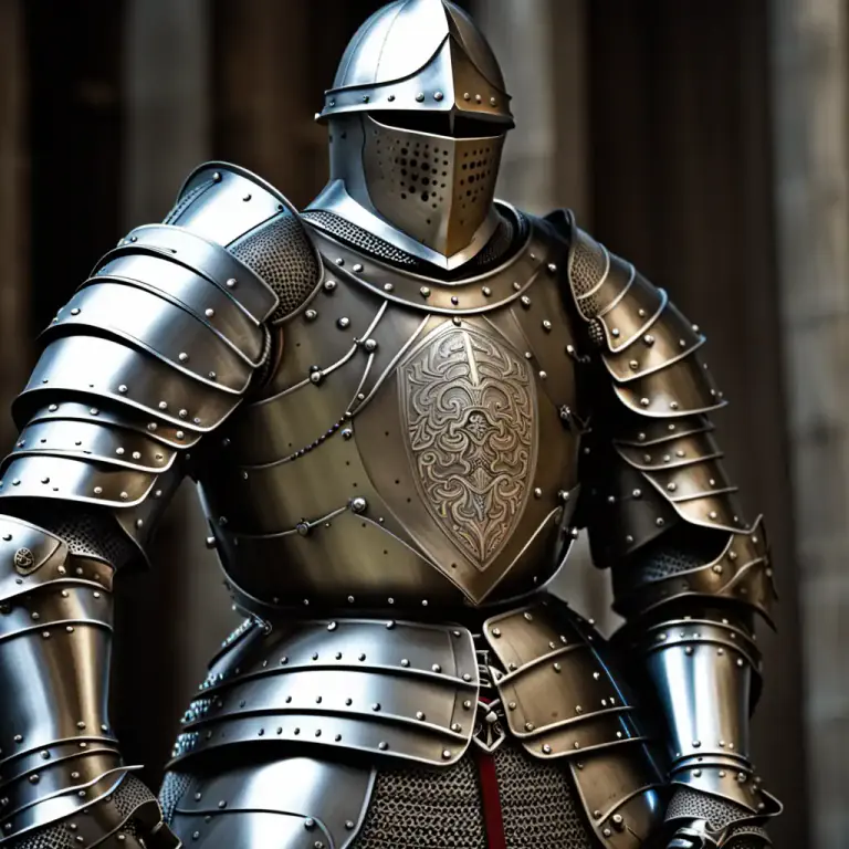 Visual representation of "mail" - A type of armor made from connected metal rings