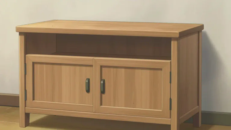 Visual representation of "hutch" - A simple type of furniture for storage usually made of wood with doors in the front.