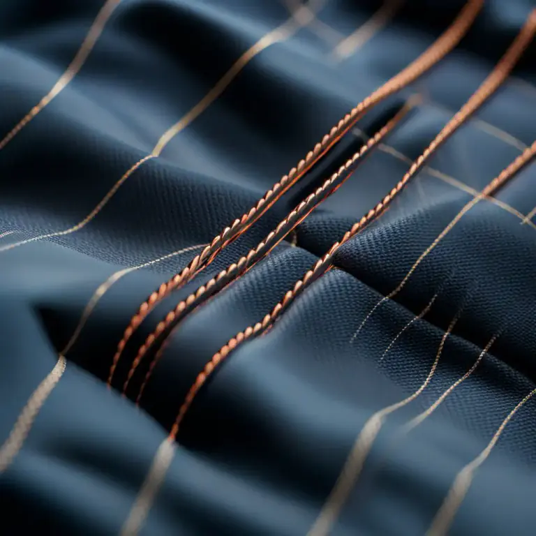 Visual representation of "sewing" - A line where the material is sewn in a piece of clothing, or on other items made of cloth.