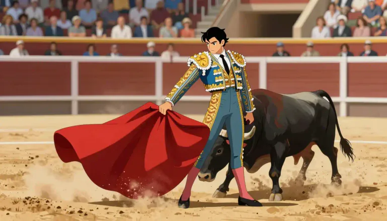 Visual representation of "bullfighter" - A person who fights with a bull in a public performance