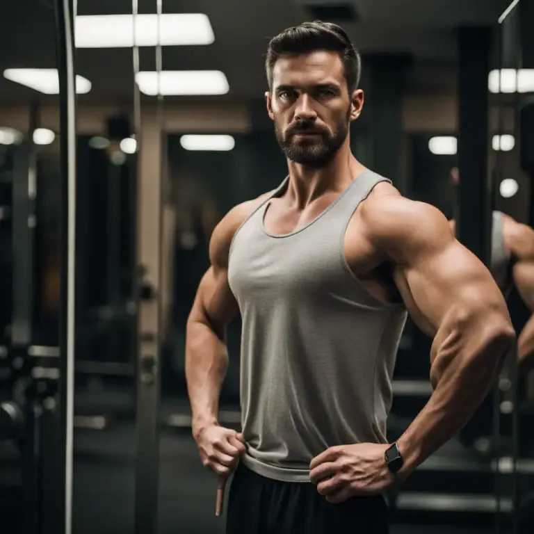 Visual representation of "flex your muscles" - To physically stretch your muscles to warm up or show off your physique.