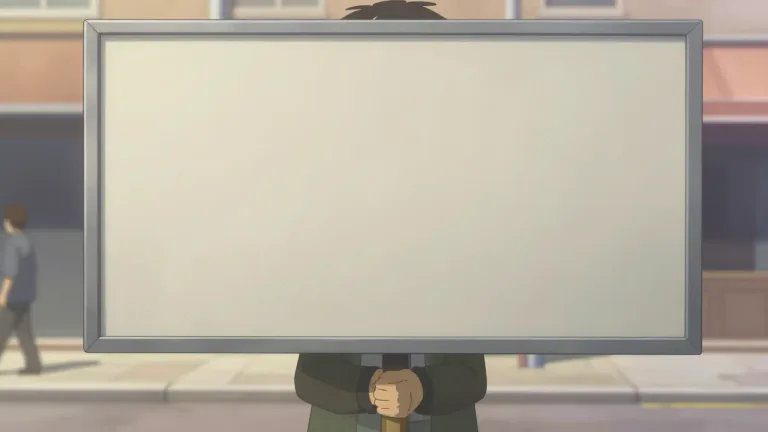 Visual representation of "placard" - A big sign or poster for public display.