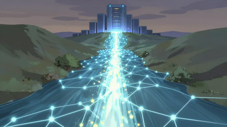Visual representation of "upstream" - Back towards the source of data in computing