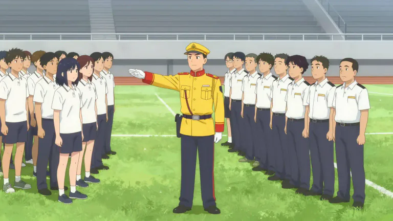 Visual representation of "marshal" - A person who arranges and introduces participants in a trial or competition.