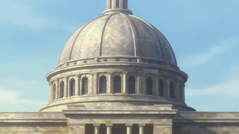 Visual representation of "dome" - A rounded top or roof on a building or structure.