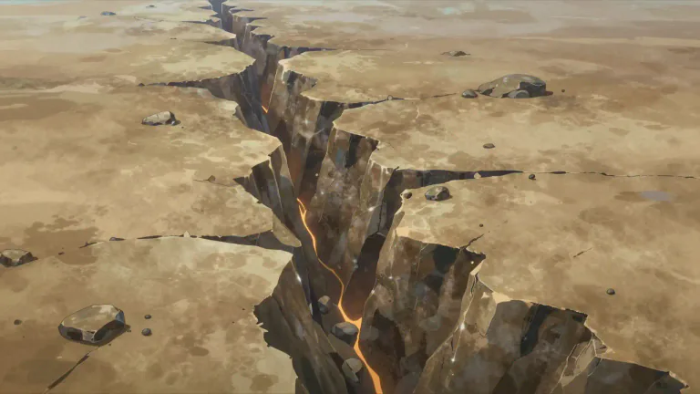 Visual representation of "fissure" - A long, narrow crack in something.