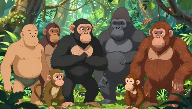 Visual representation of "primate" - A type of mammal that includes humans, apes, and monkeys.