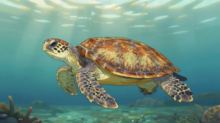 Visual representation of "ridley" - A small to medium-sized sea turtle that is one of the most numerous species, known for their distinctive heart-shaped shell.