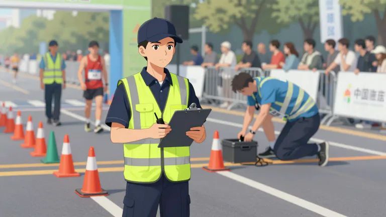 Visual representation of "marshal" - An official responsible for supervising public events, especially sports.