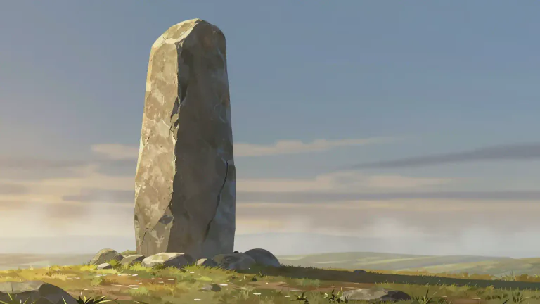 Visual representation of "monolith" - A large single upright block of stone, especially one shaped into or serving as a pillar or monument