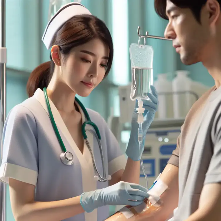 Visual representation of "infuse" - In medicine, to introduce a solution into the body through a vein.