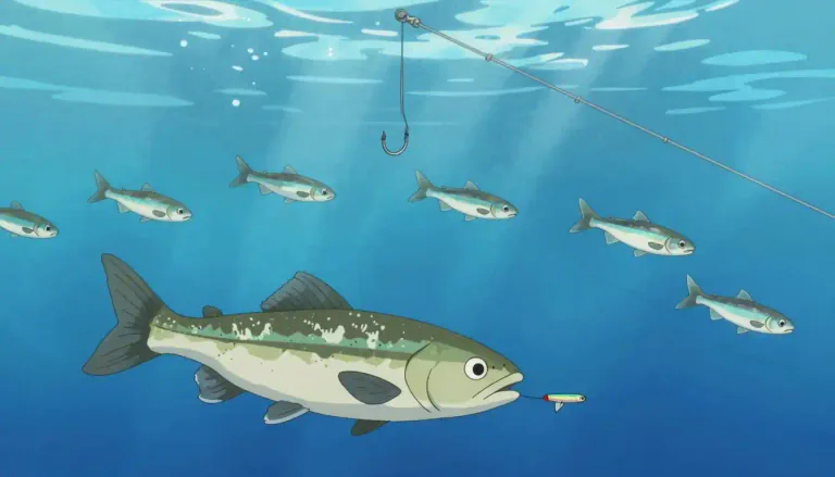 Visual representation of "baitfish" - Small fish that are used to attract larger fish for the purpose of fishing.